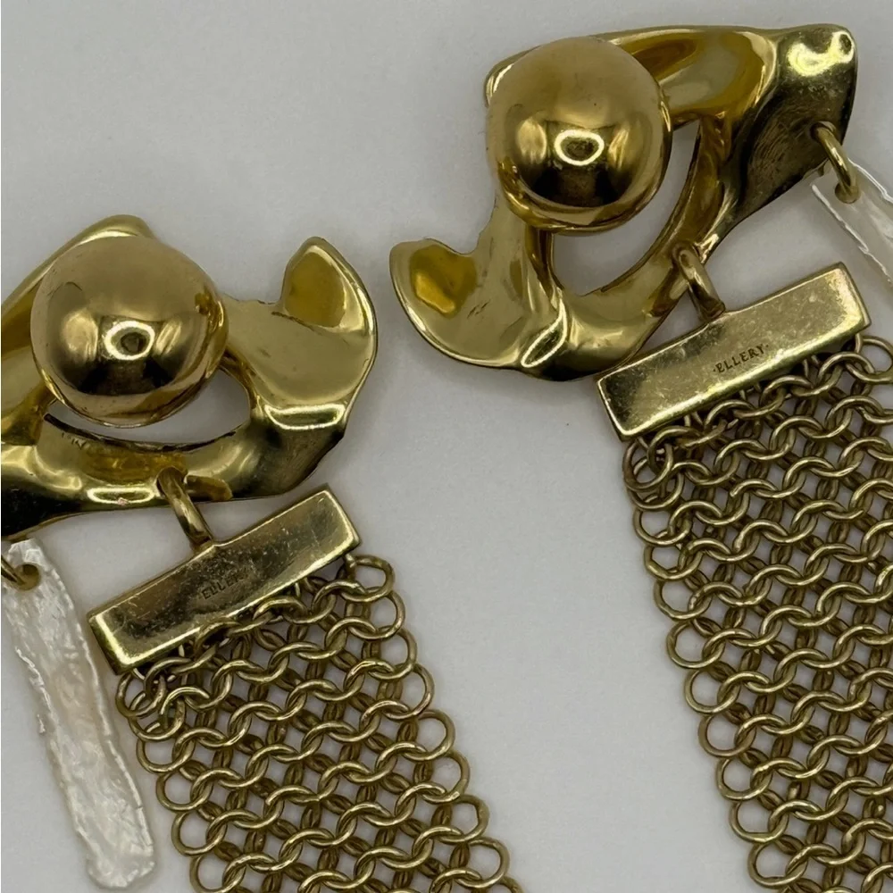 Ellery “Succession Broken Eye” Gold Statement Chain Tassel Earrings – Rare - Picture 7 of 13